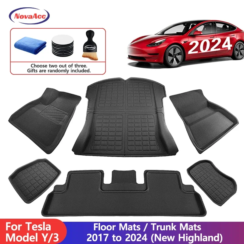 Para Tesla Model Y 3 Highland alfombrilla para maletero alfombrilla para equipaje LHD RHD 2017 a 2024 2025 timón izquierdo derecho revestimiento de suelo para las cuatro estaciones