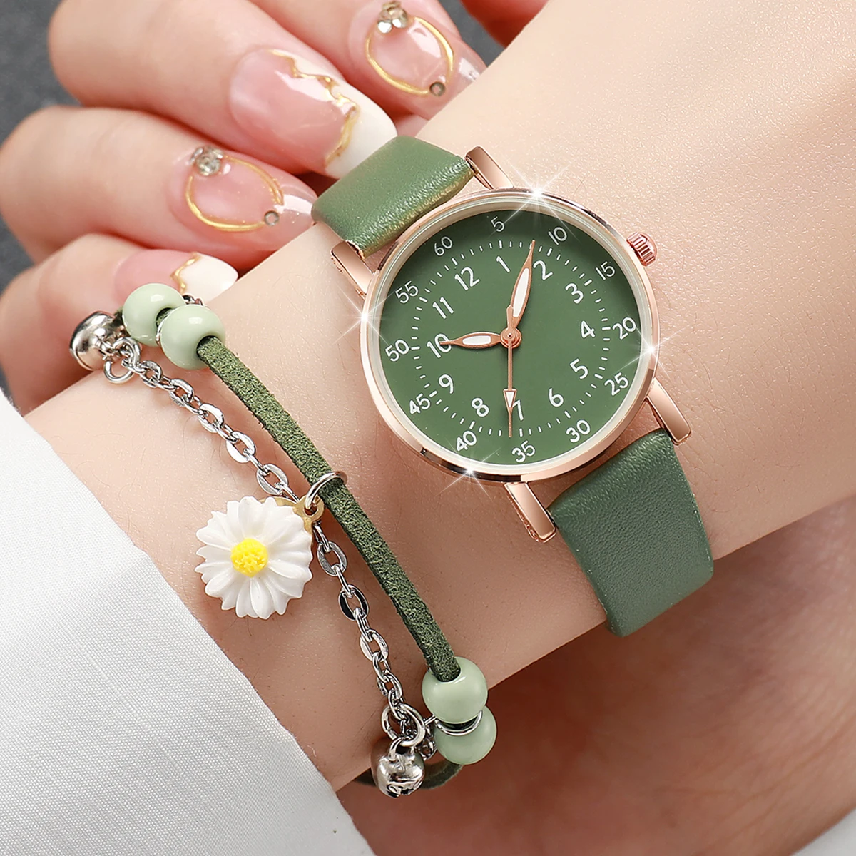 2 pçs moda feminina relógios pulseira conjunto simples árabe dial pulseira de couro relógios quartzo reloj mujer meninas relógio presente