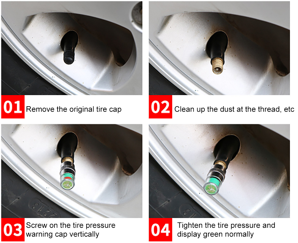 4 Stuks Auto Bandenspanningsmeter Cap Sensor Indicator Alert Monitoring Tool Band Cap Indicator Alert Luchtdrukmeter