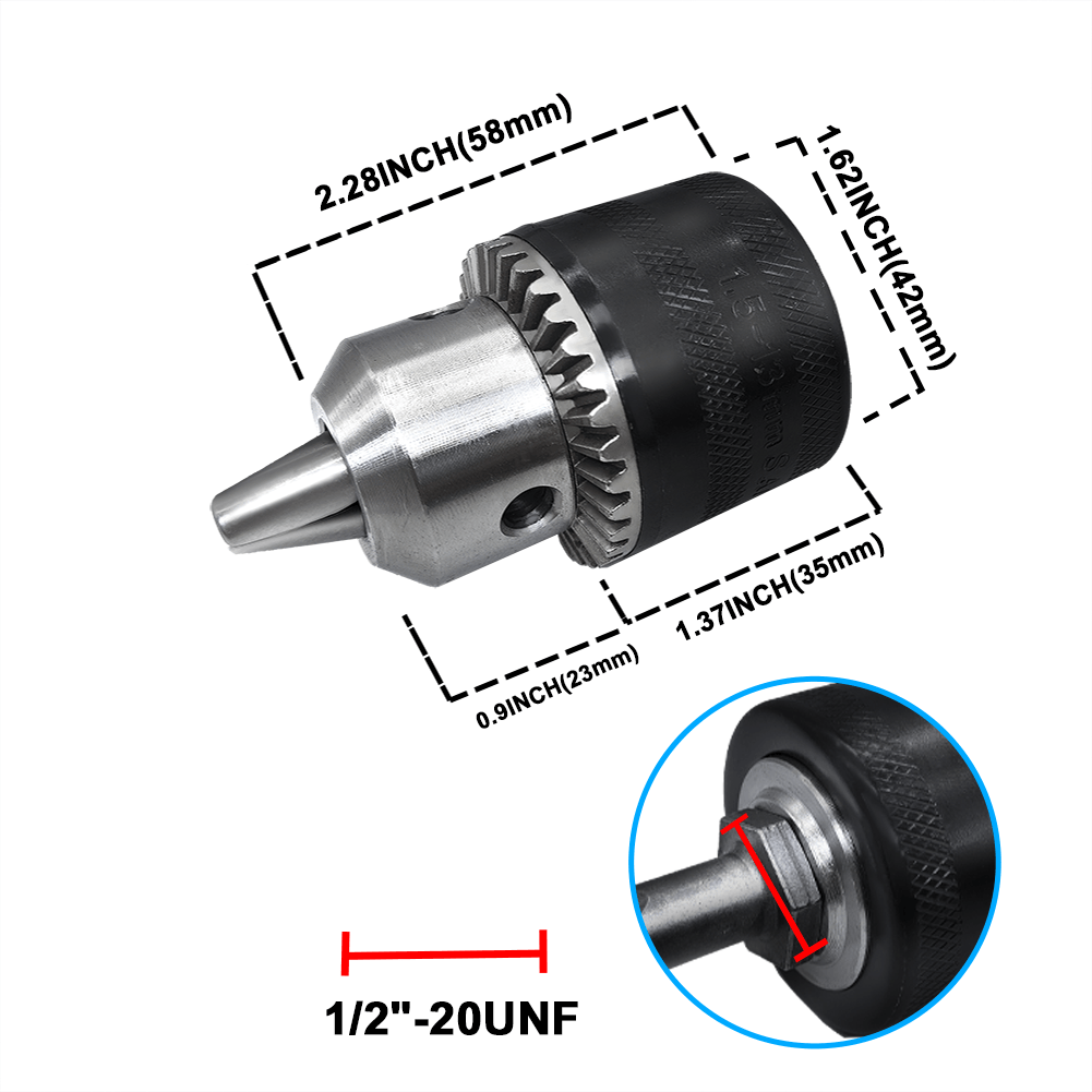 หัวจับดอกสว่านที่แม่นยำ 1.5-13 มม. 1/2 "-20UNF อะแดปเตอร์เปลี่ยนเกลียวอย่างรวดเร็ว SDS-Plus Shank 1/4" Hex
