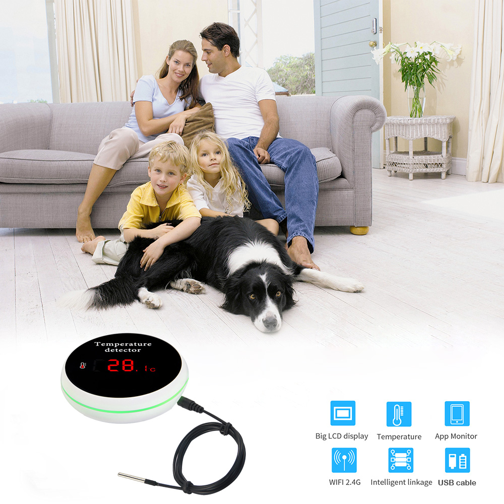 Termômetro WIFI inteligente Tuya com carga USB de temperatura externa ou bateria recarregável
