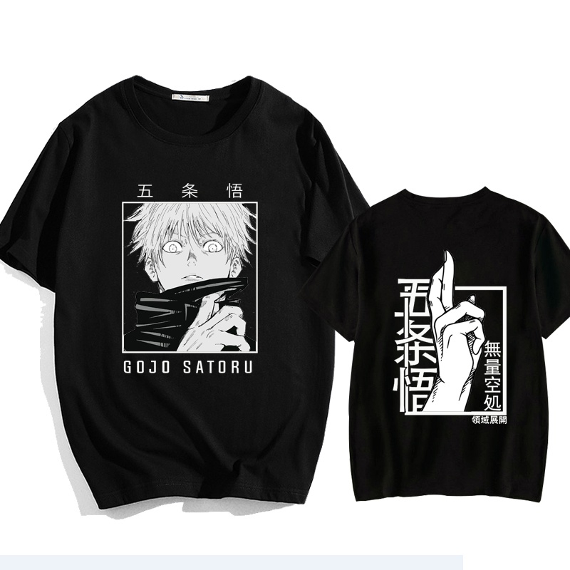 Camiseta holgada con estampado de Anime japonés Punk Gojo Satoru, ropa de calle informal Y2k Harajuku