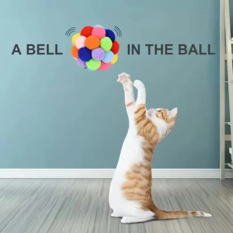 Katze Spielzeug Haustier Spielzeug Katze Plüsch Ball Spielzeug Haustier Bouncy Glocke Ball Spielzeug Bunte Pompons Heimtierbedarf Zufällige Farbe