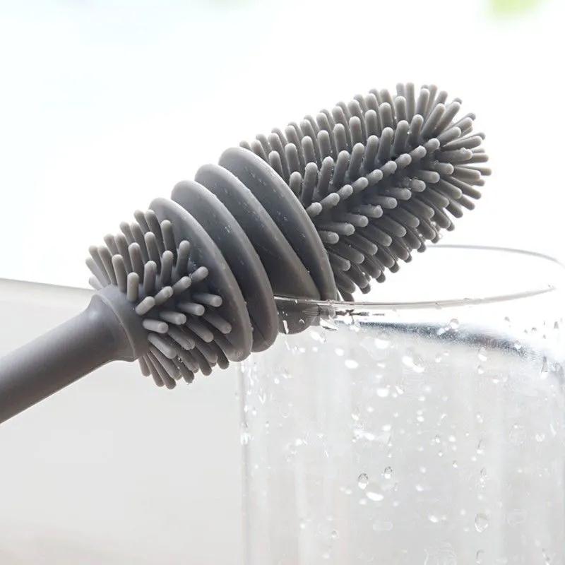 Escova da limpeza do copo do silicone, nenhuns cantos inoperantes, lacunas, plástico, garrafa de leite, agregado familiar