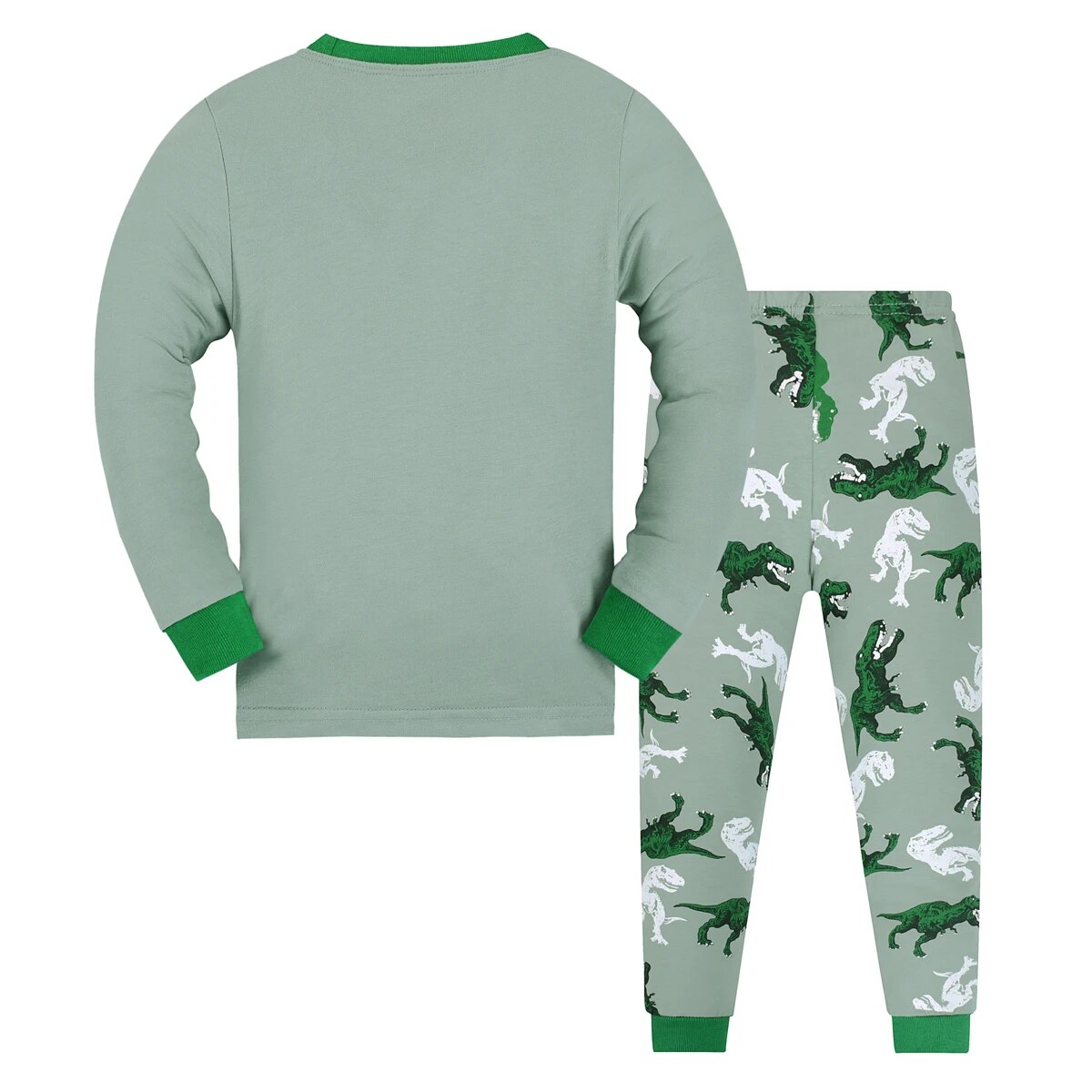 Pigiama per bambini, set top e pantaloni a maniche lunghe con motivo dinosauro T-rex, comodo set pigiama casual, abbigliamento da casa per ragazzi