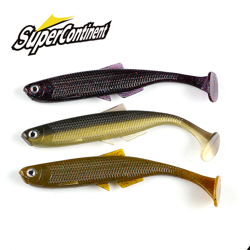 Supercontinent leanness ShadTeez T-tail 5cm/7.5cm/12cm Pike Zander Predator Fishing 3d eyes Soft lure Fishing lures