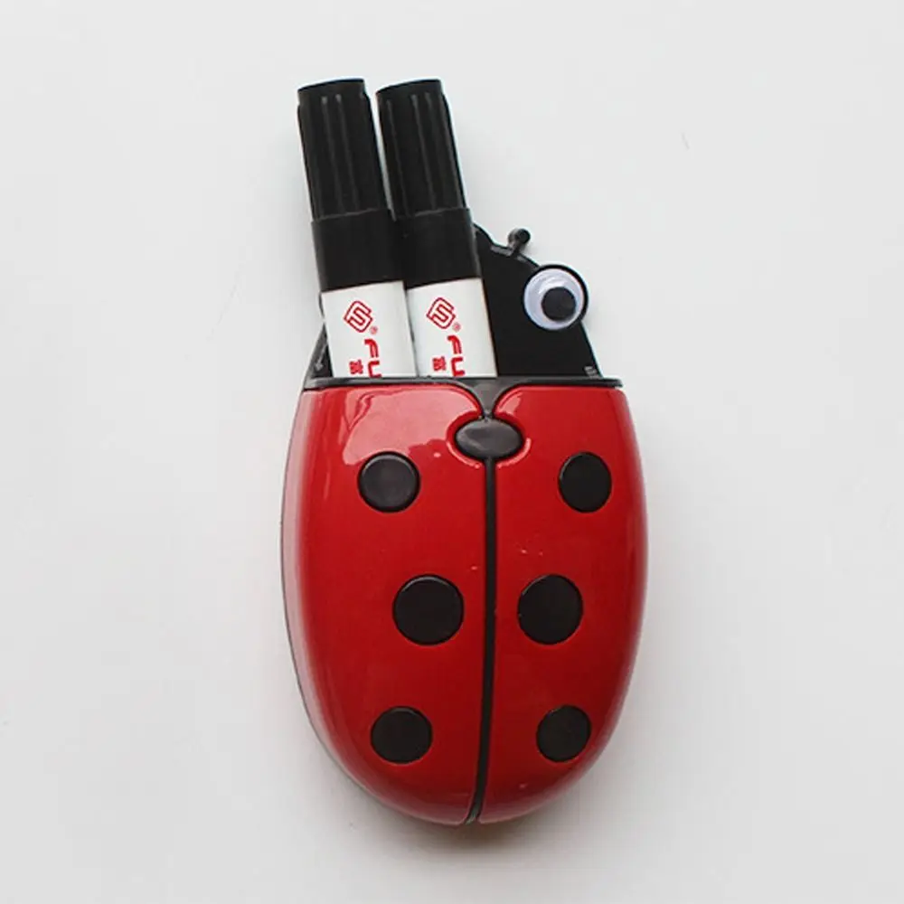 Ladybug Shape Whiteboard Pen Organizer Storage Box Save Space Whiteboard Marker Holder Plastic Eraser Design Magnetic Erase