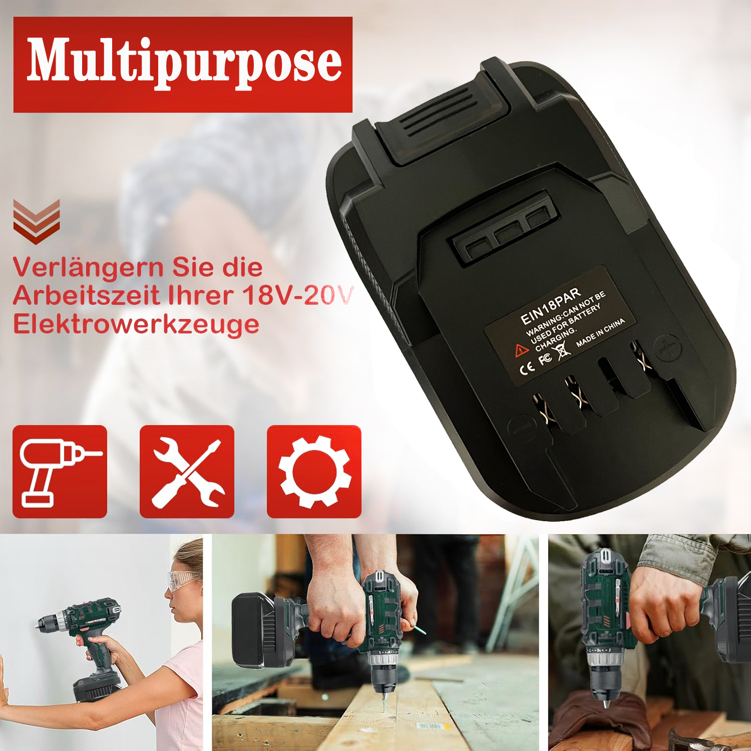 Battery Adapter for Einhell 18V Li-ion Battery Converter to for Parkside 20V Li-ion Battery Power Tools EIN18PAR