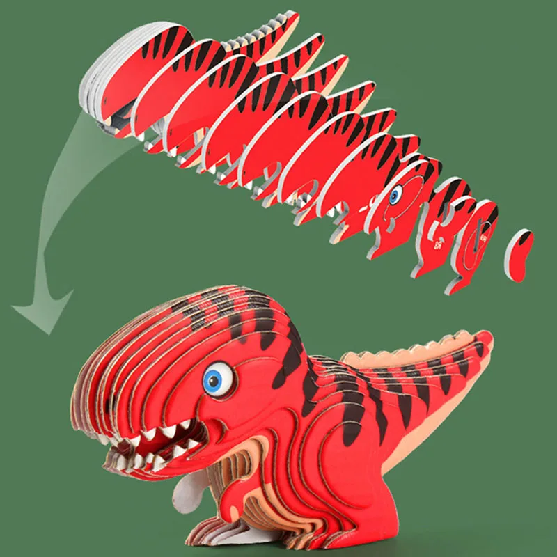 Creative Dinosaur 3D Paper Puzzle Craft Tyrannosaurus Rex Cardboard Models DIY Kit Collectible Display Models Gifts Children Toy