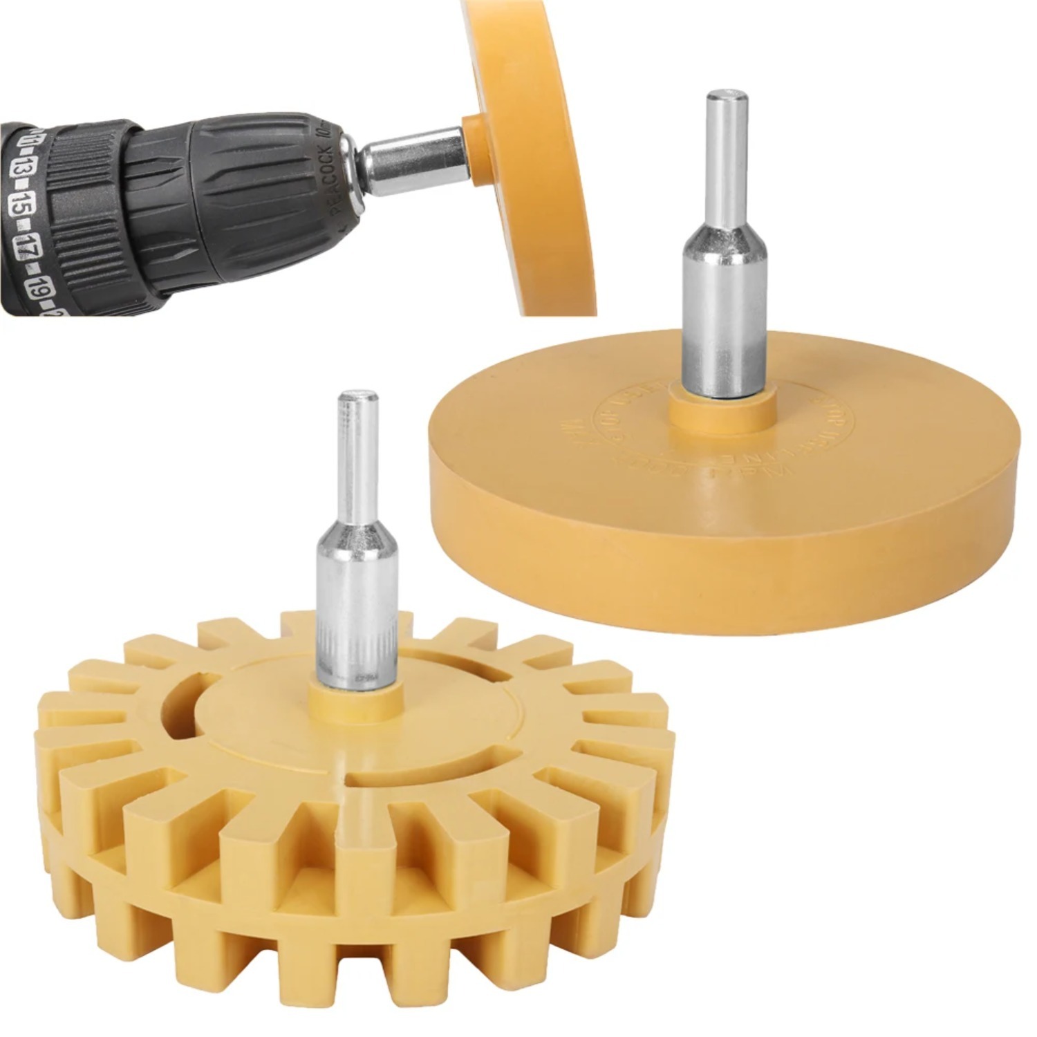 Klebendes Gummirad zum Entfernen von Gummirädern für Autos, Glattbohrer-Adapter, Werkzeug zum Entfernen von Lackreparatur-Gummi-Vinyl-Aufklebern