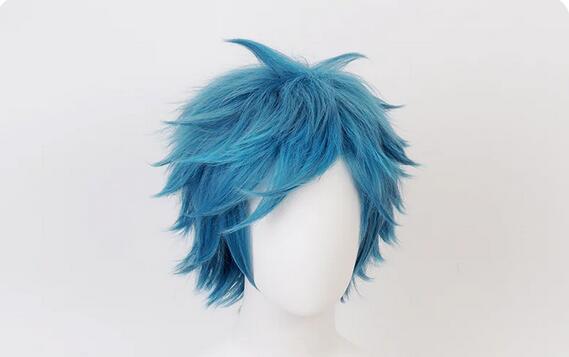 Wig Blue Short Synthetic Cosplay Wigs Heat Resistance Anime Party Wigs