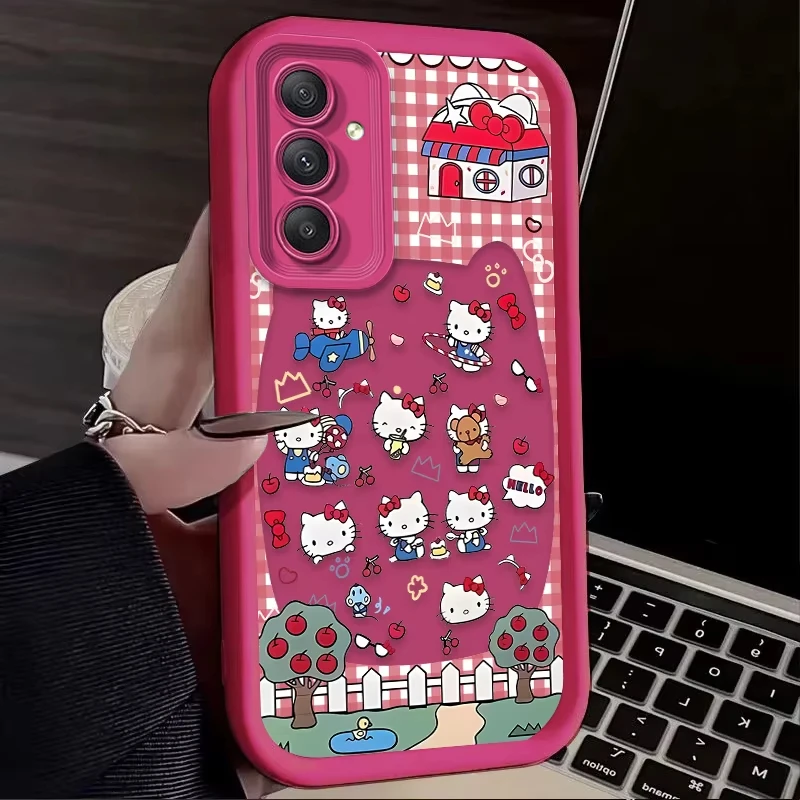 Casing Ponsel Kartun Hello Kitty Lucu untuk Samsung Galaxy A14 A15 5G S21 S22 S23 S24 S25 FE Plus Ultra A25 A35 A52 A53 A54 A55 5G