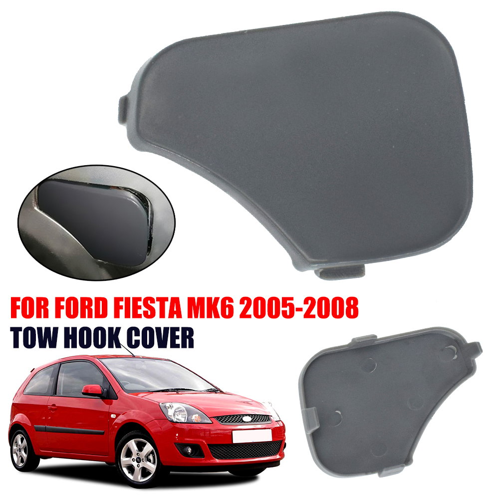 1pc Car Front Bumper Tow Hook Cover For Ford Fiesta MK6 2005 2006 2007 2008 Towing Eye Cap Auto Replacement 1375861 6S6117A989AA