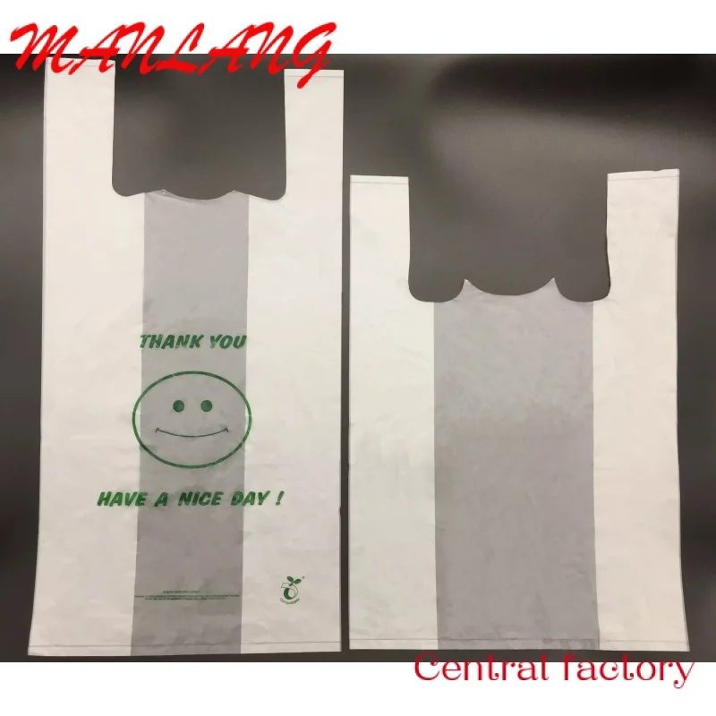 ショッピングやレストラン用のプラスチックバッグ、Tシャツバッグ、10-50マイク、1000カウント
