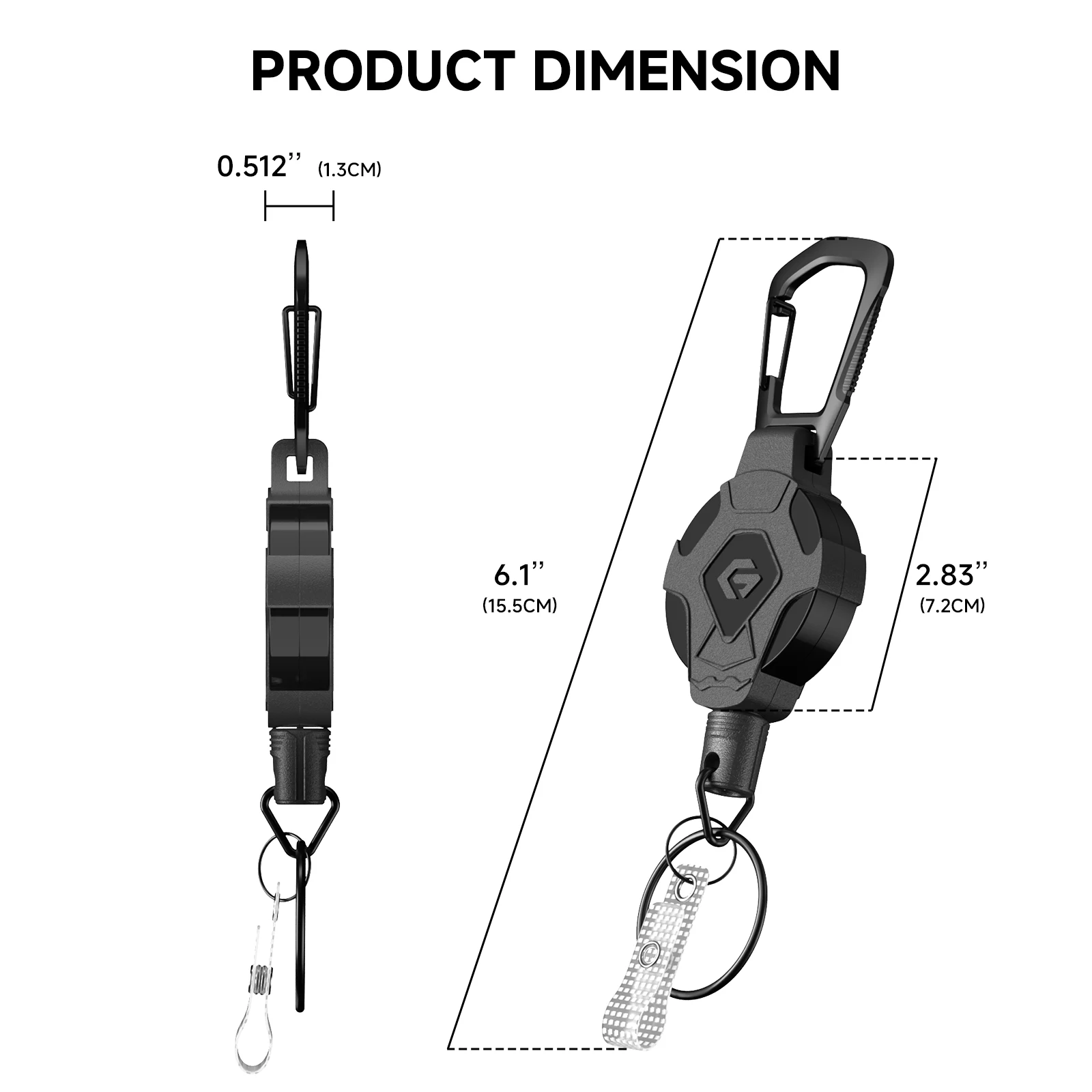 Minisopuru Retractable Keychain Heavy Heavy Duty Carabiner Badge Holder, Retractable Nylon Rope Tactical ID Badge Reel Key Chain