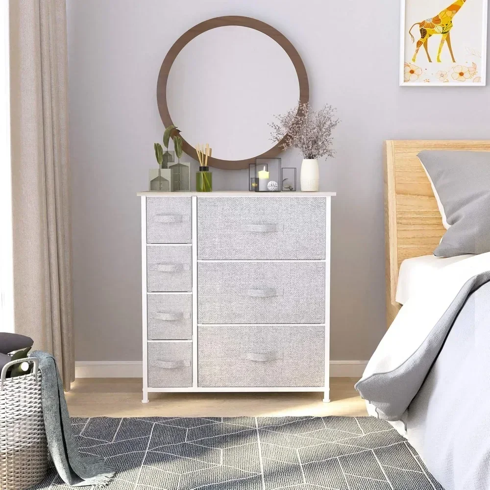 Dresser for Bedroom, 7 Drawers Fabric Dresser, Organizer Unit for Living Room, Hallway, Closets - Sturdy Steel Frame