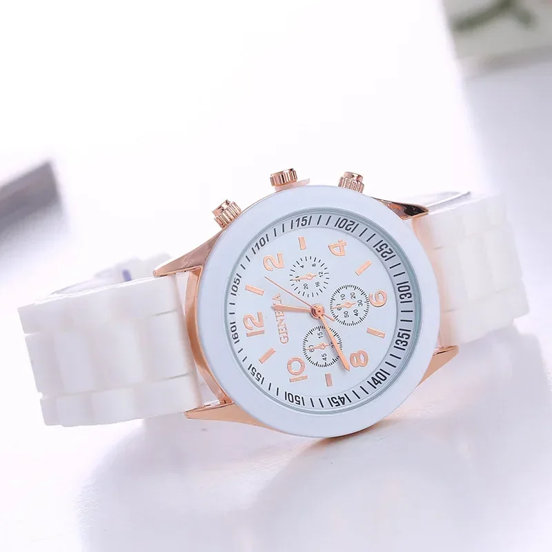 Relógios femininos da moda casual pulseira de silicone relógio analógico de quartzo (sem caixa)