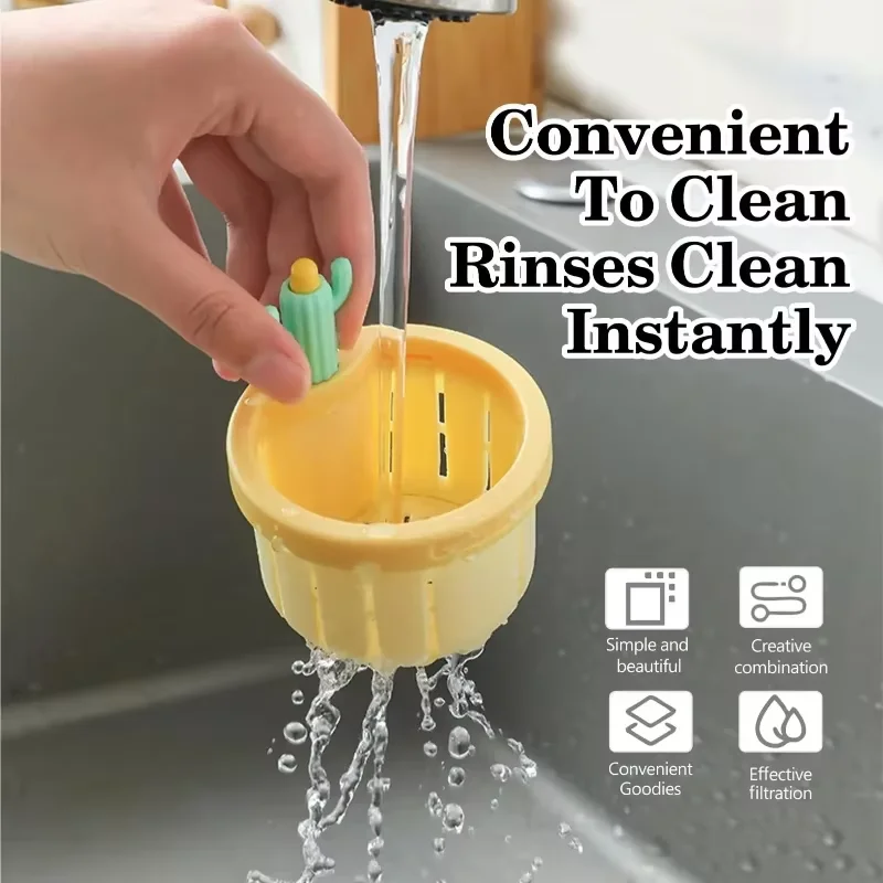 1pc cacto pia dreno filtro imprensa cesta de despejo automático multi-funcional uso filtro net para banheira cozinha coletor de resíduos
