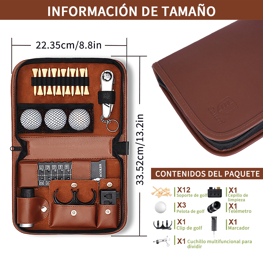 Caiton-Juego de accesorios de Golf con estuche de alta gama, pelotas de Golf, telémetro, camisetas de Golf, cepillo, anotador, regalos de Golf para hombres y mujeres