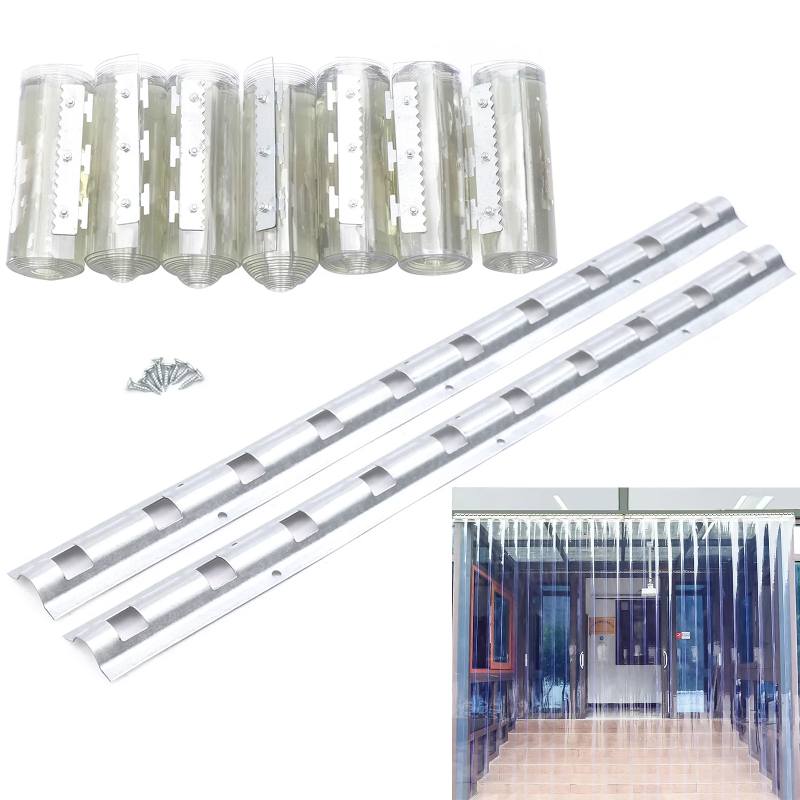 7x strisce per porte in vinile per tende a strisce in PVC per tende per porte in vinile 7 strisce per veranda/balcone