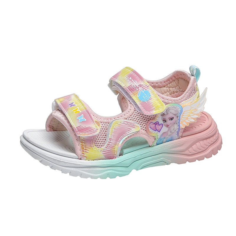 Disney Kinder Schuhe Sommer Elsa Mädchen Mesh Strand Sandalen Mode Gefrorene Prinzessin Weichen Boden Licht Peep Toe Sandalen Größe 26-37