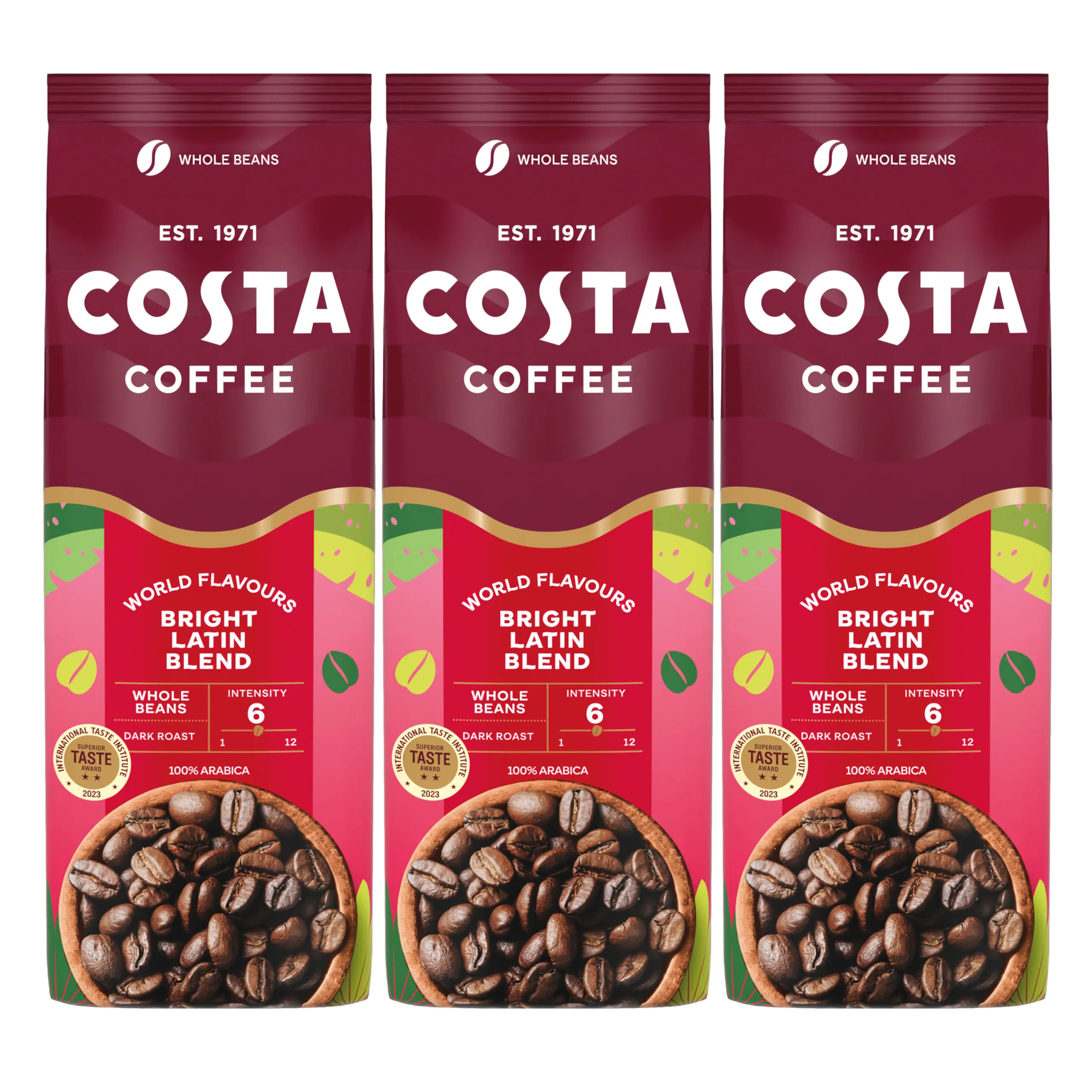 3x Kawa ziarnista Costa Coffee Bright Blend 1 kg