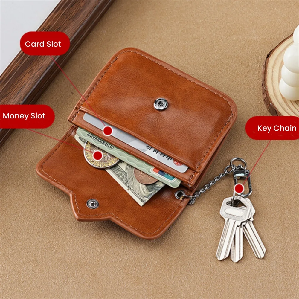 Heart Coin Purse High-grade Keychain PU Leather Portable Mini Purse Multi-card Slots Anti-magnetic Card Holder Bag for Women Men