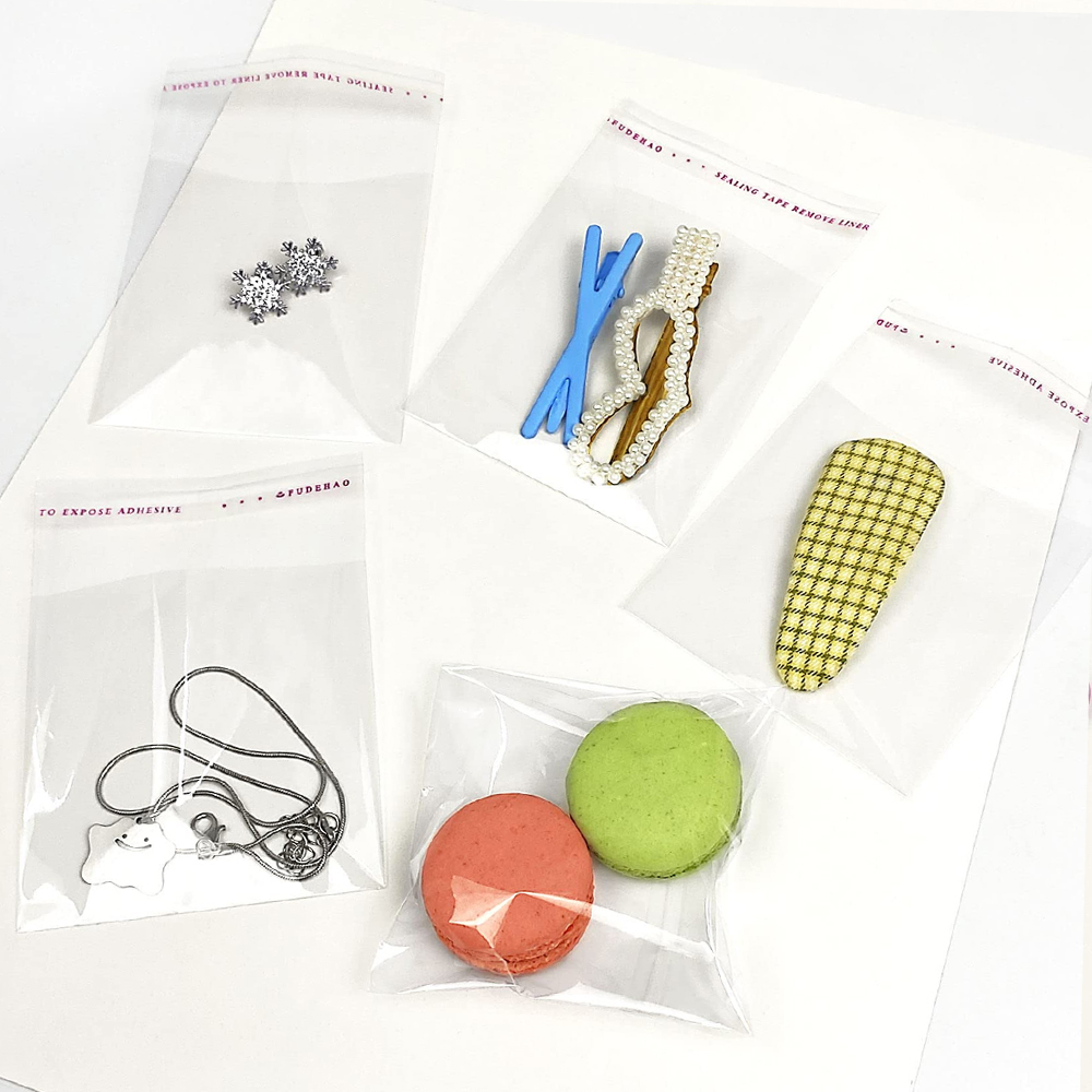 1000-100 Uds OPP bolsa de plástico transparente autoadhesiva bolsas de celofán transparentes autoselladas para joyería regalo galleta embalaje de dulces