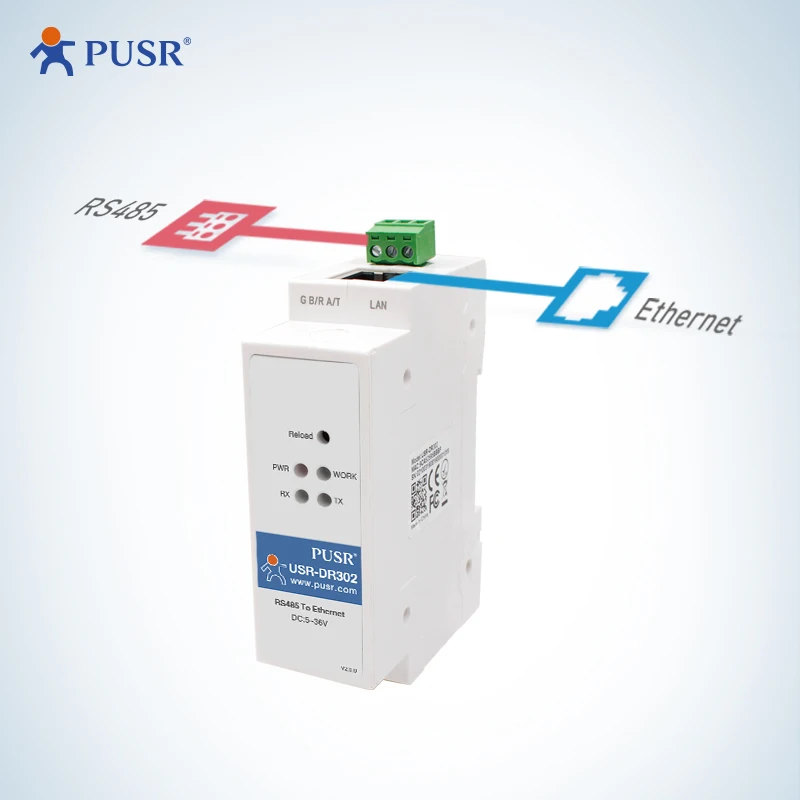 PUSR Din Rail RS485 para Conversor Ethernet Servidor de Dispositivo Serial Modbus RTU para TCP Modbus Gateway USR-DR302