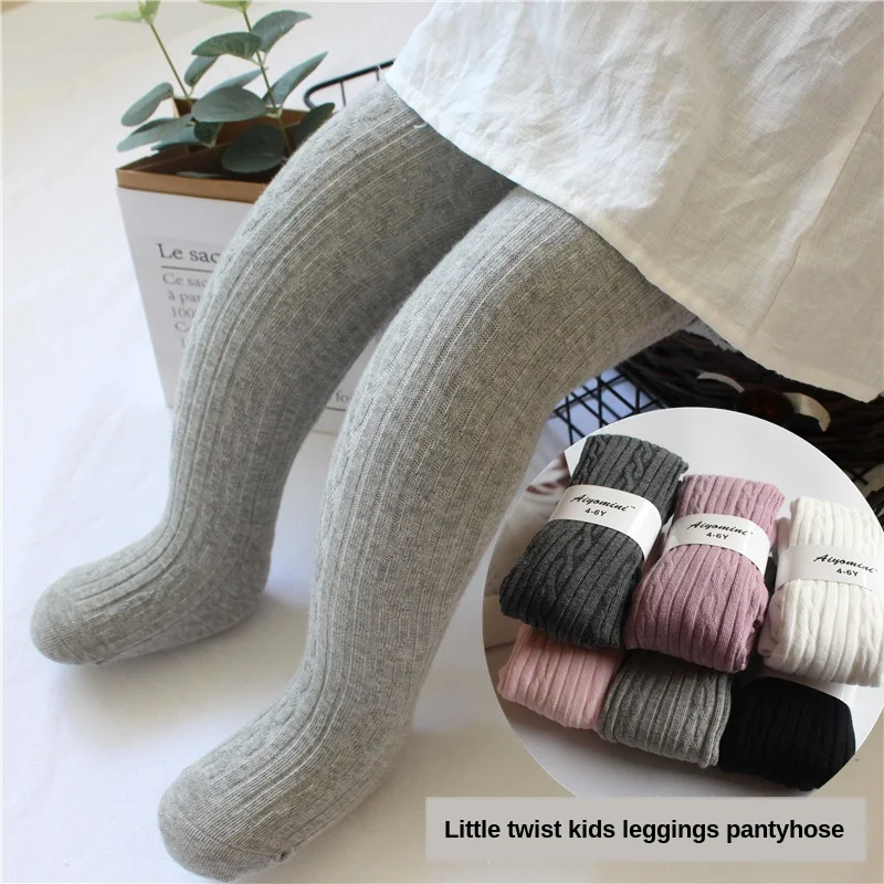 2025 Collant per bambini lavorati a maglia primaverili per ragazze Torsione per bambini Fondo per bambini Calze a coste per bambina