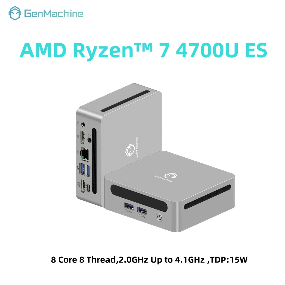 GenMachine AMD Ryzen 7 4700U ES Windows 11 8 ядер 8 нитей 4,1 ГГц 15 Вт МИНИ-ПК DDR4 WIFI6 RTL8852, BT5.2 Настольный игровой компьютер