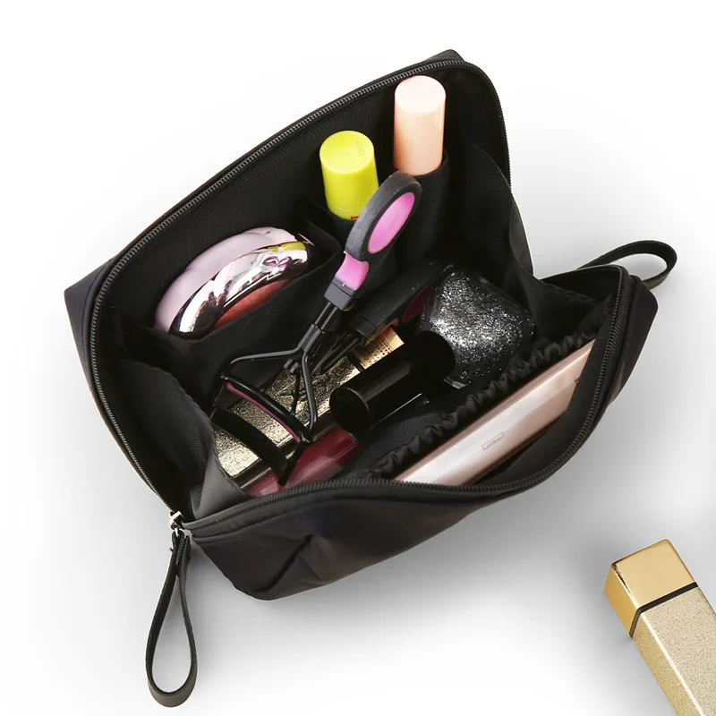 Bolsa de maquillaje impermeable de gran capacidad, bolsa de almacenamiento de viaje Dacron de varios colores, bolsa de cosméticos dividida, paquete de lápiz labial