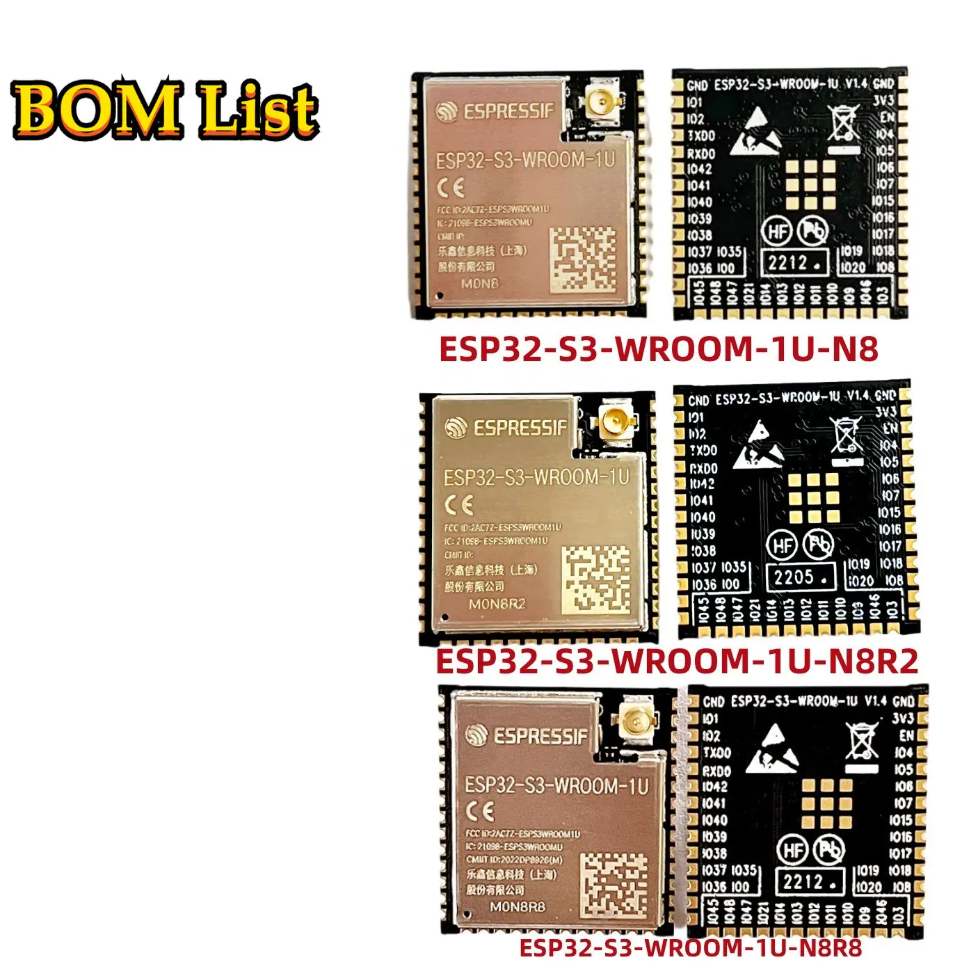 ESP32-S3-WROOM-1U 4MB 8MB 16MB ESP32-S3-WROOM-1U-N4R2 N4R8 N8 N8R2 N8R8 N16 N16R8 N16R2 2.4GHz Wi-Fi และ BLE 5 โมดูล