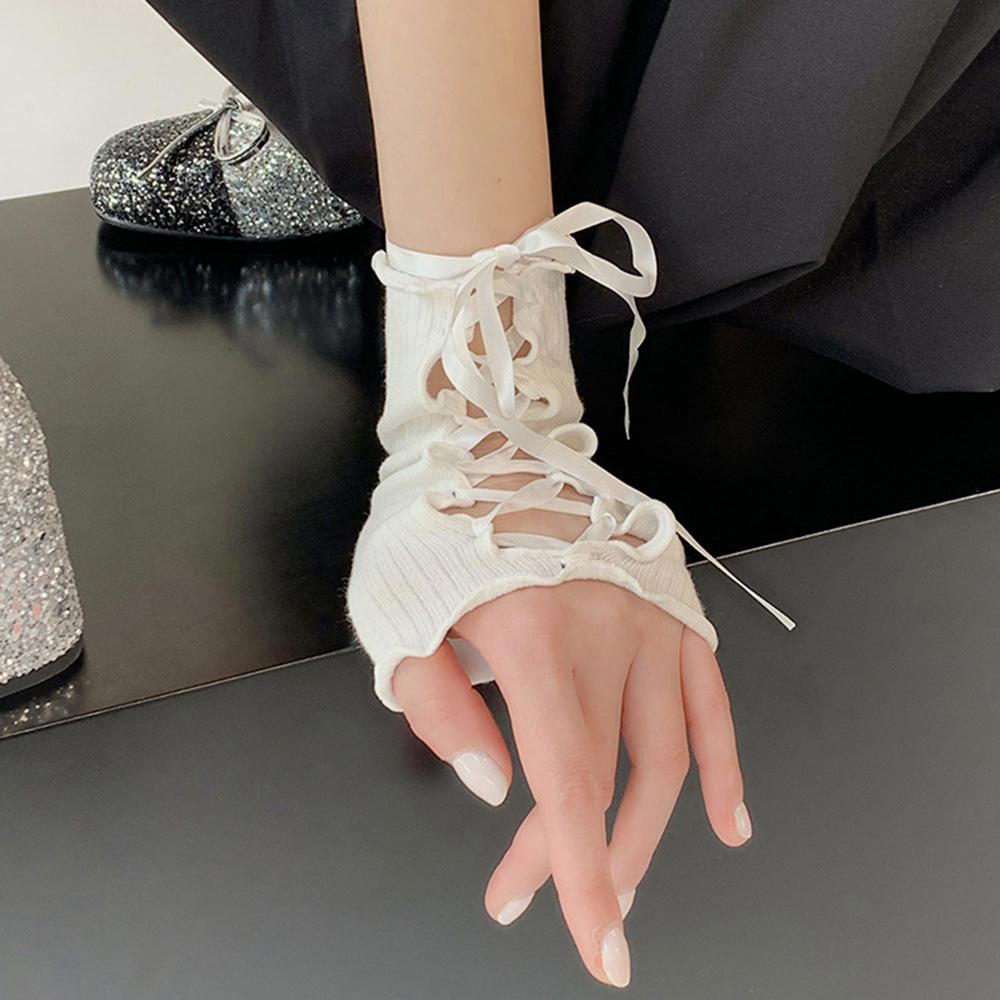 Y2k Fingerless Gloves DIY Strapping Arm Warmer Elastic Mesh Arm Sleeves Lolita Jk Gothic Cosplay Sleeve Clothing Accessories Hot