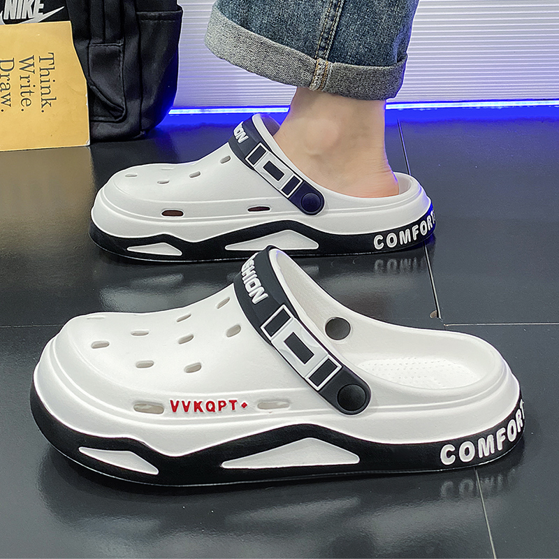 Mode Männer Sommer Loch Garten Schuhe Atmungsaktive Outdoor Sandalen, Perforierte Schuhe, Strandsandalen mit dicken Sohlen Fahrschuhe
