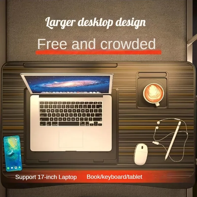 Foldable Laptop Desk for Bed with 6 Gear Adjustable Height Bracket Lap Table Breakfast Tray Desk with Drawer for Working Gaming