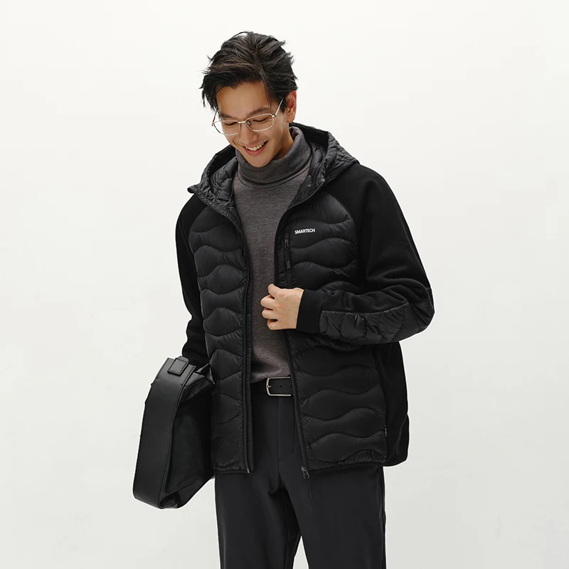 Semir jaqueta masculina leve com capuz outerwear repelente de água calor-gerenciamento antibacteriano 2025 inverno novo bloco de cores