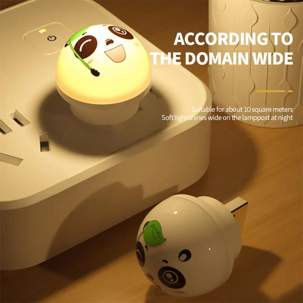 Luz LED nocturna con enchufe USB, Mini luces nocturnas portátiles con expresión de dibujos animados de Panda, protección ocular, lámpara de lectura para libros para dormitorio