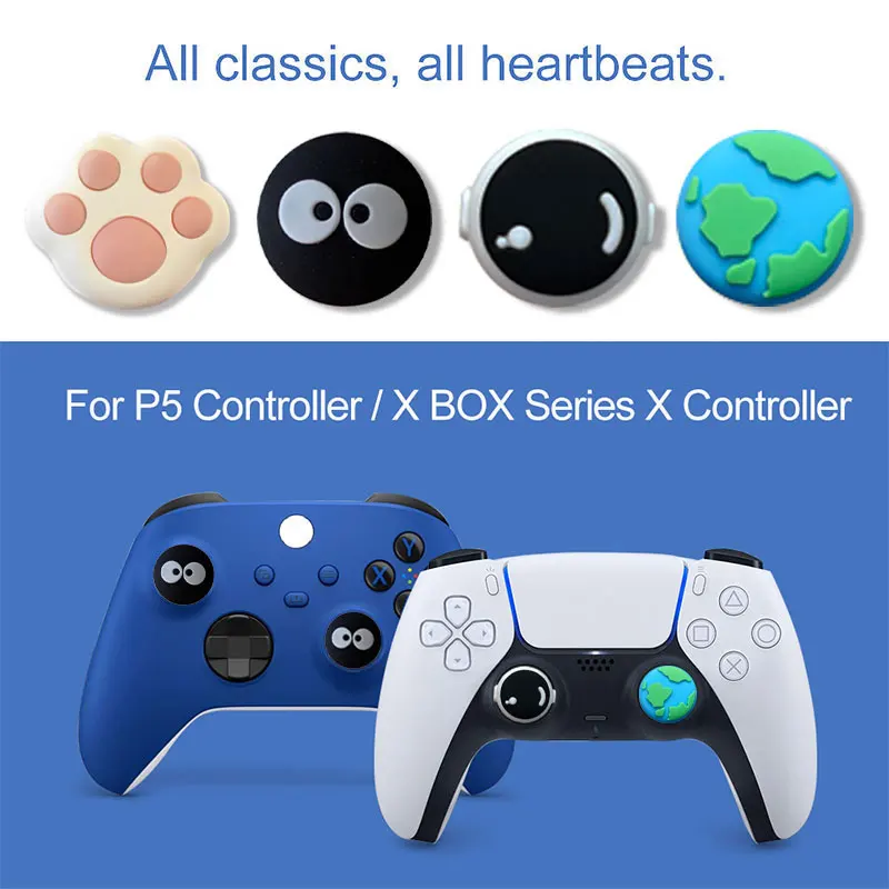 4pc Thumb Stick Grip Cap For Sony Playstation 5 4 PS5 PS4 PS3 XBOX Switch Pro Controller Joystick Soft Cover Protector Case
