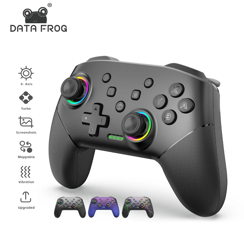 DATA FROG Wireless Controller für Nintendo Switch OLED/Lite Console Pro Gamepad mit 1000 mAh Akku, programmierbarer Turbofunktion