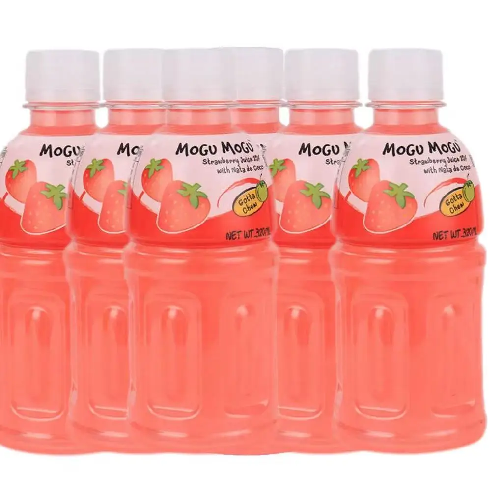 Mogu Mogu, Strawberry - flavored Coconut Jelly Drink, Pack of 6, 320ml/bottle (Family Gathering Pack)