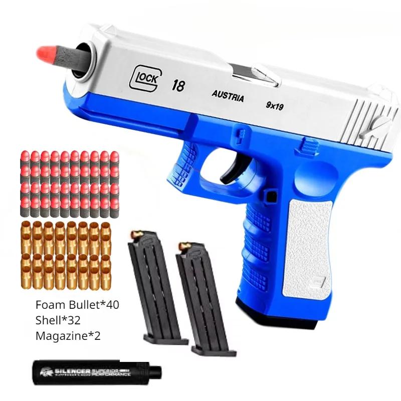 Shell Ejecting G17 Toy Gun Educational Toy Foam Soft Bullet Blaster for Kids Boys Adults Airsoft Pistol Children Birthday Gift