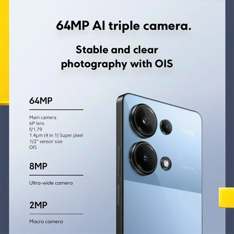 POCO M6 Pro 4G Versão Global Smartphone Helio G99 Ultra 120Hz Fluxo AMOLED 64MP Câmera Tripla com carregamento turbo OIS 67W