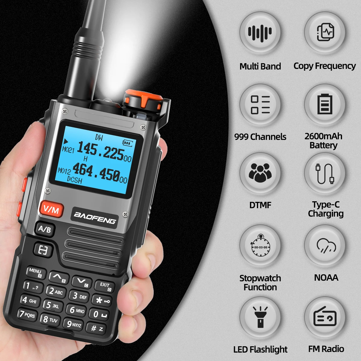 BAOFENG UV-K61 V2 Walkie Talkie Multi Band Wireless Kopierfrequenz große Reichweite 10W AM FM Typ-C NOAA UV-5RH UV-21 PRO Amateurfunk