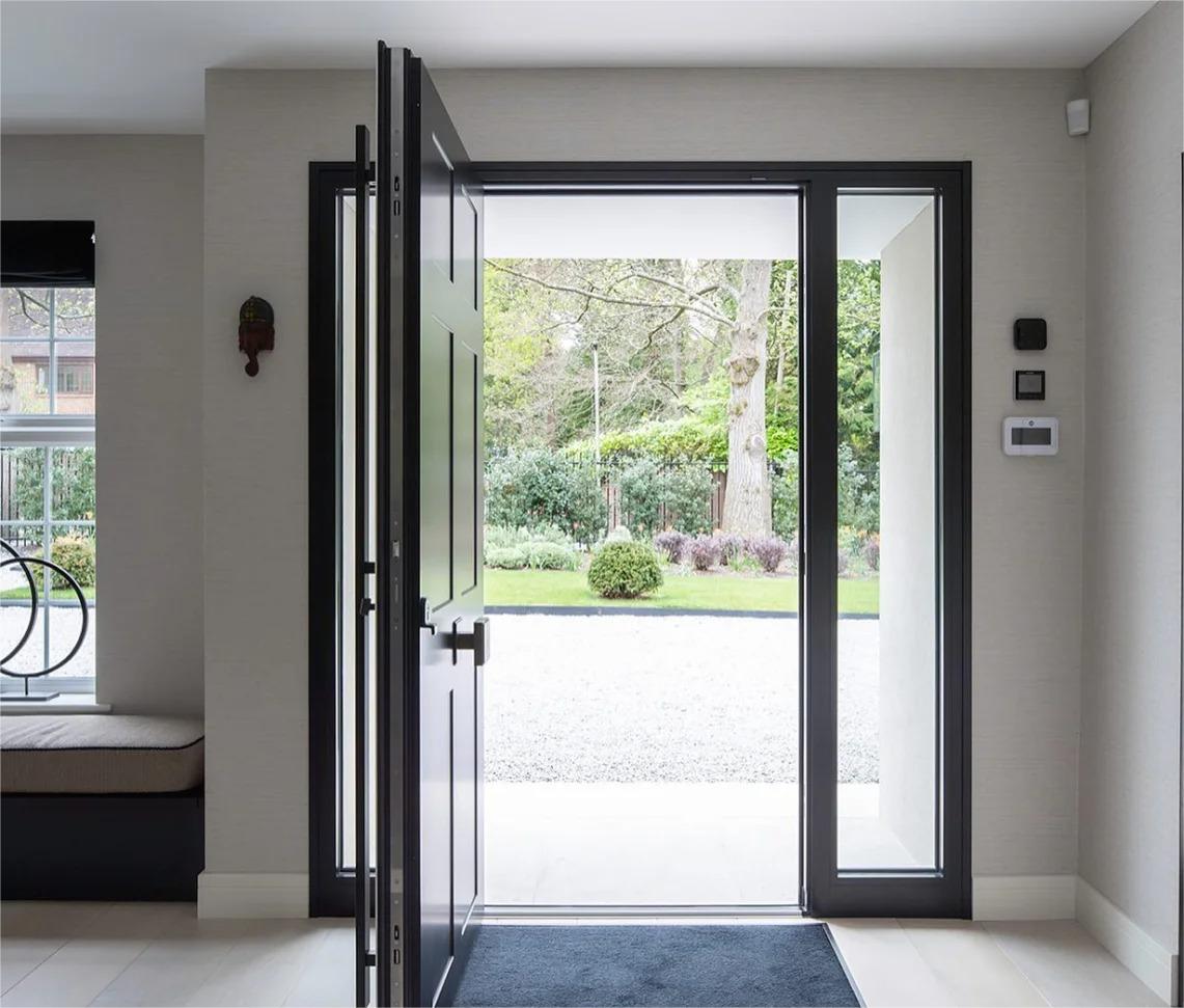 Porte d'entrée extérieure double pour la maison, sécurité, profil en alliage d'aluminium, taille personnalisée et document