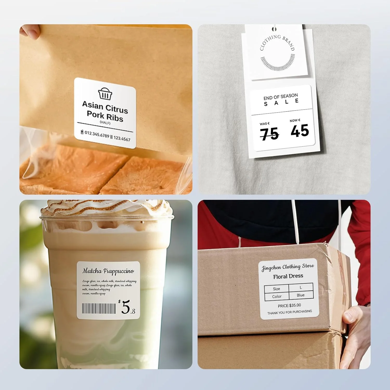 Original niimbot b21/b1/b3s/b31 branco transparente etiqueta tamanho grande auto-adesivo à prova dwaterproof água etiqueta de preço papel térmico