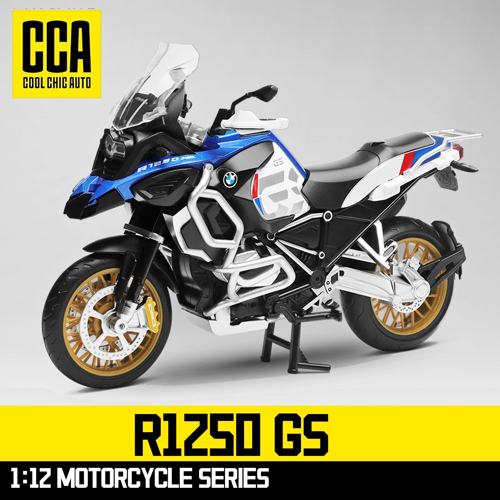 CCA R1250 GS. Modelo de motocicleta de coche fundido a presión de aleación 1:12, regalo de juguete, modelo de motocicleta estática fundida a presión