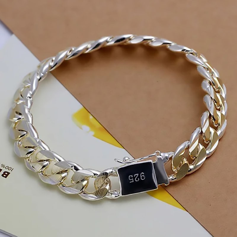 Pulsera fina de Plata de Ley 925 con cadena bonita y Noble para mujer y hombre, dijes, regalo de fiesta, joyería de moda para boda, modelo novedoso