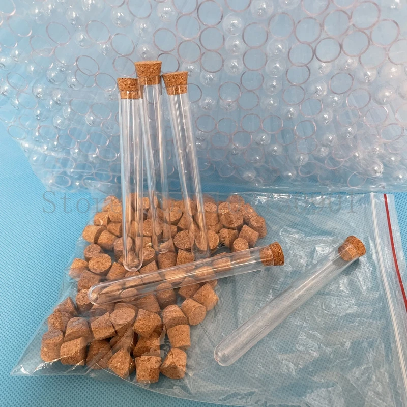 Provetta in plastica trasparente da laboratorio da 50 pezzi 100 pezzi con tappo in sughero per bomboniere o esperimenti scolastici