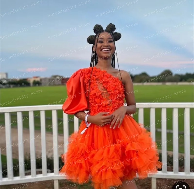 SERENDIPIDTY-Um Ombro Vestido de Festa Ruffled, Sexy Party Dress, Meia Manga, Lantejoulas, Vestidos Floral Frisados, Custom Made, Cocktail, Cocktail